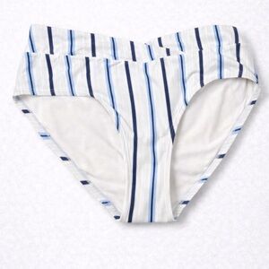 Striped Blue & White Bikini Bottom - Women